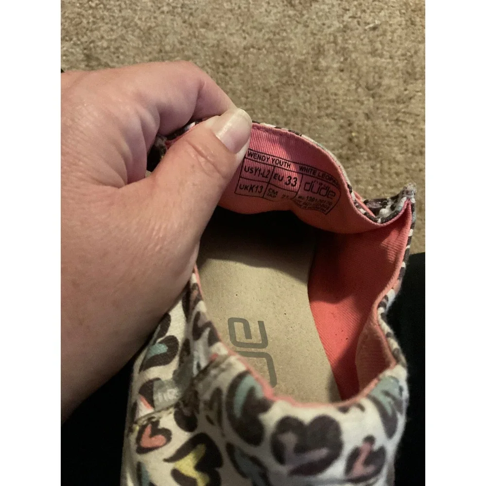 Hey Dude Wendy‎ Loafers Multi Color Heart Leopard Print Pink Laces Slip On Shoes